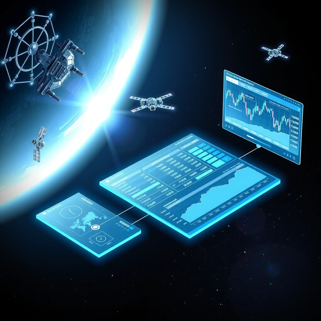 Gaming and trading interface showing space economy simulation